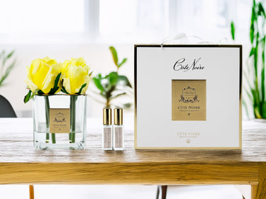 COUTURE SQUARE 4 ROSE BUDS CLEAR GLASS GOLD - Yellow - SVC408